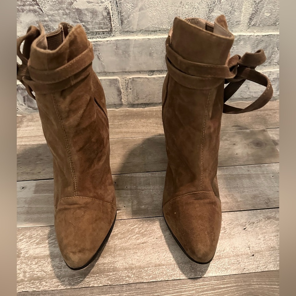 RAYE | Brown Suede Lace Ankle Elsa Bootie - Picture 9 of 12